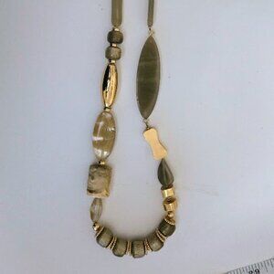Chico's statement long necklace‎ green and gold